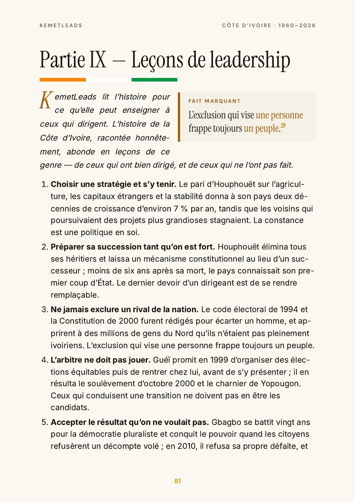 Côte d’Ivoire — look inside: Leçons de leadership