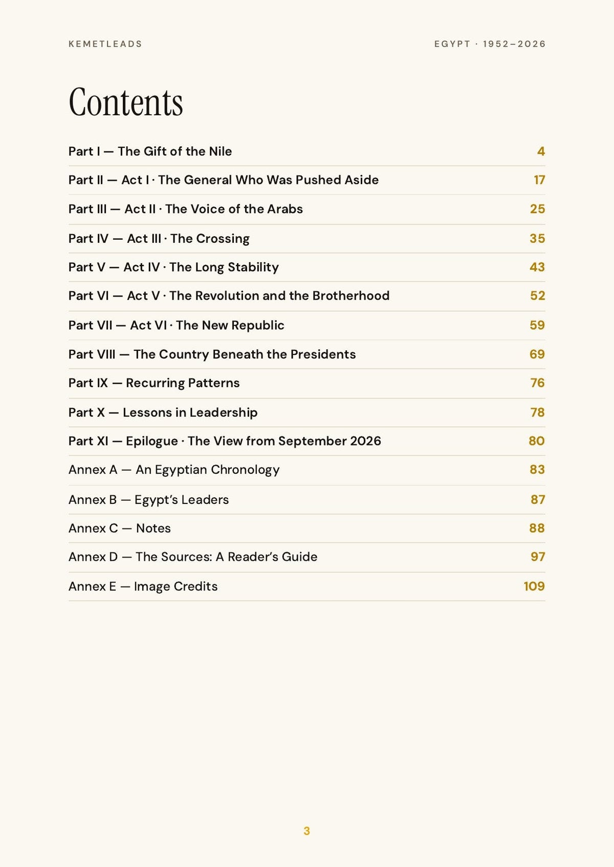 Egypt — look inside: Contents