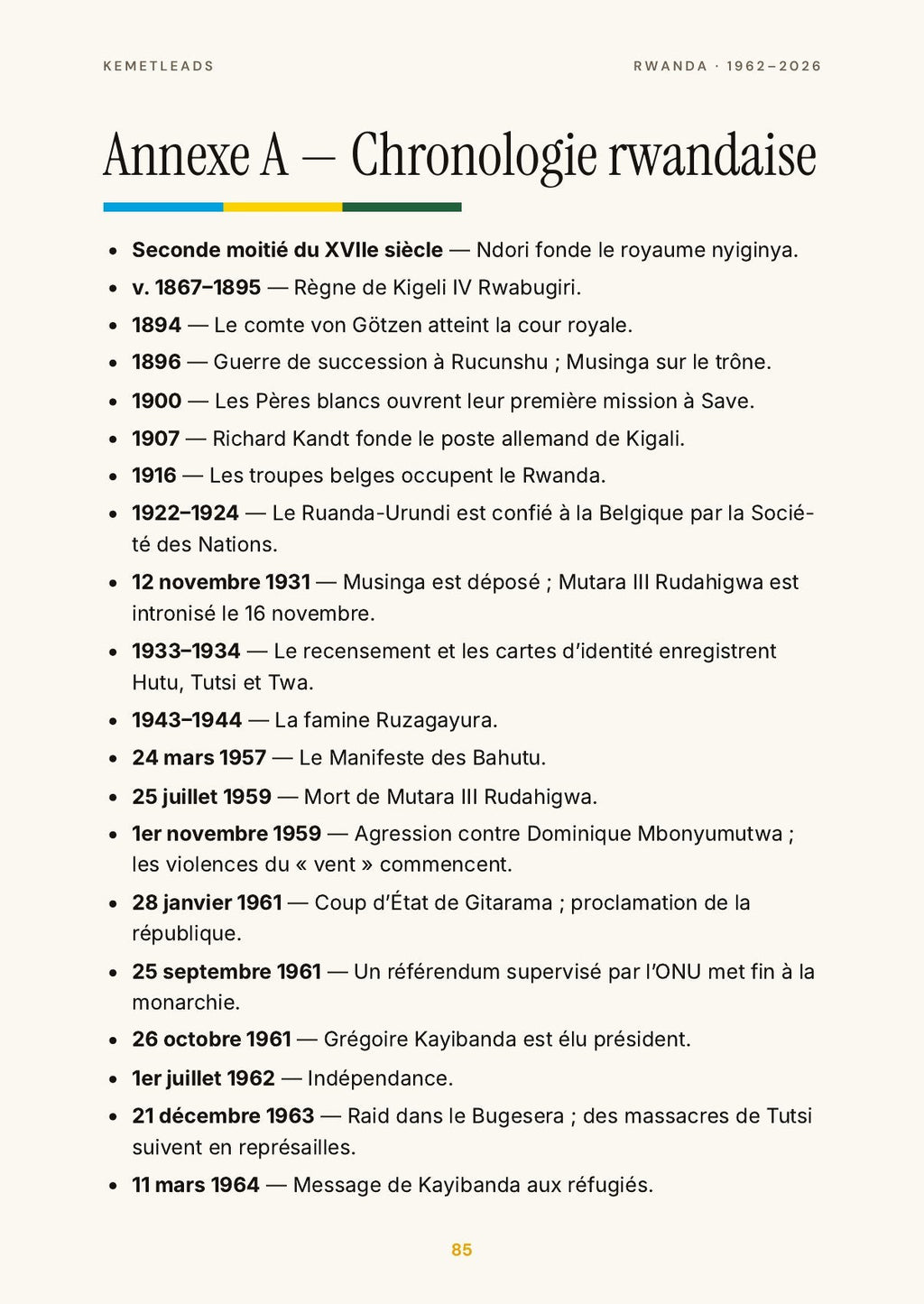 Rwanda — look inside: Chronologie