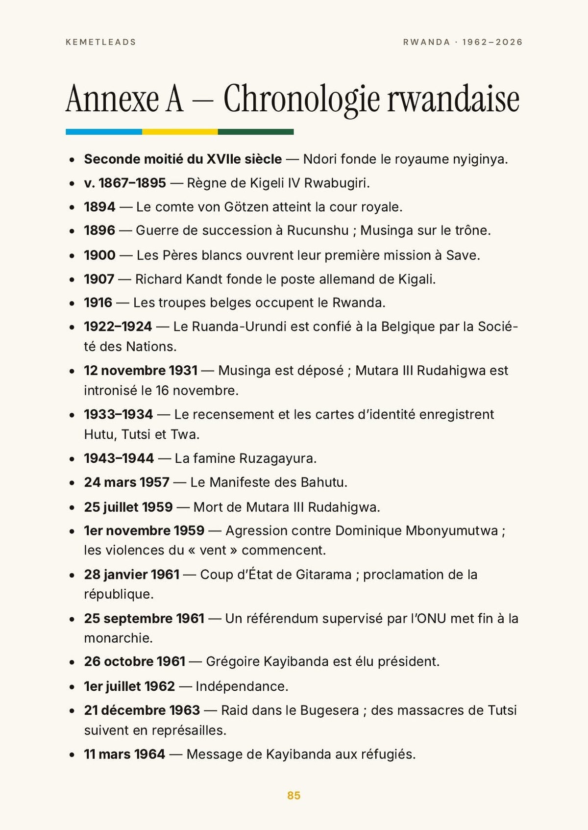 Rwanda — look inside: Chronologie