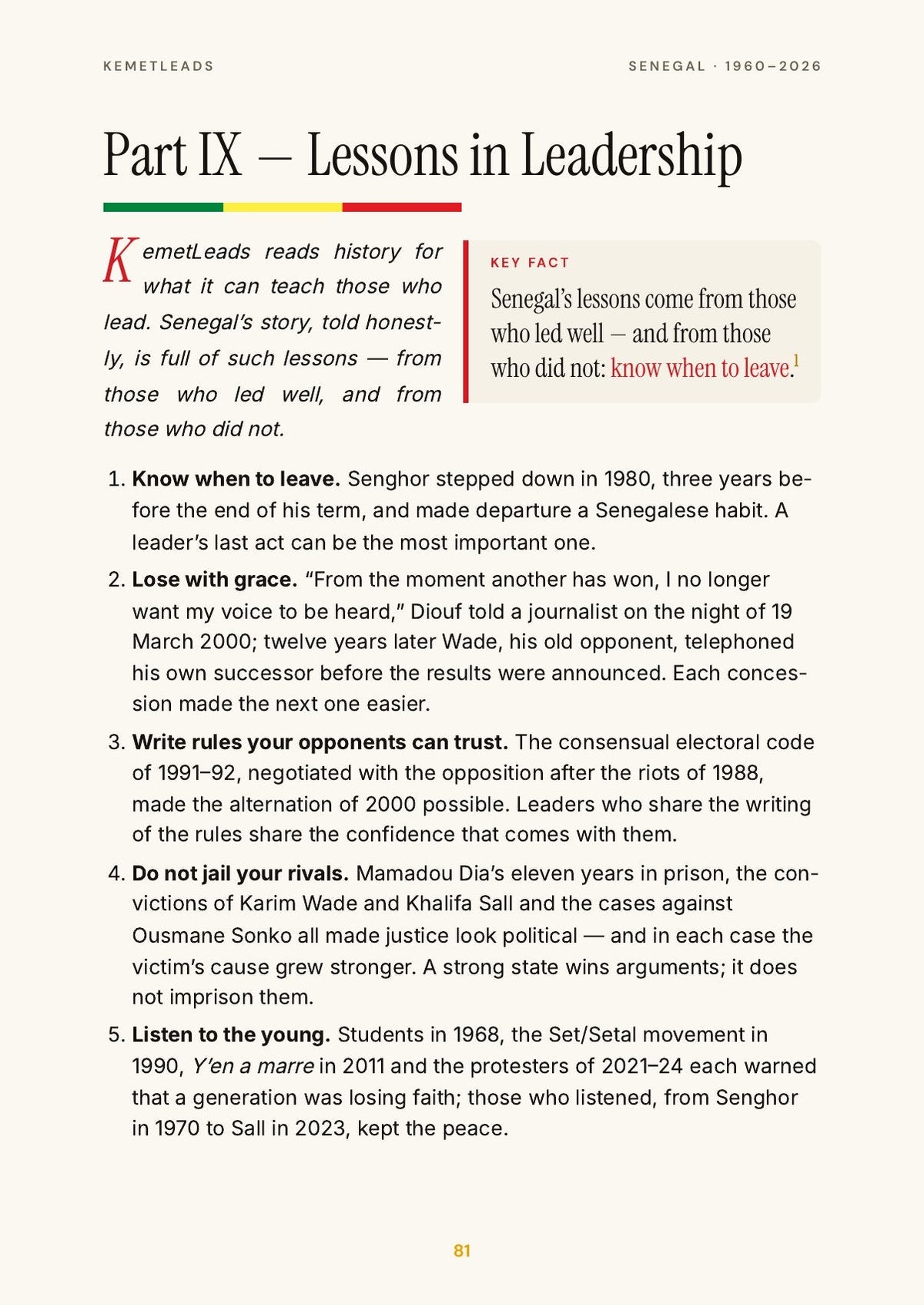 Senegal — look inside: Lessons in Leadership