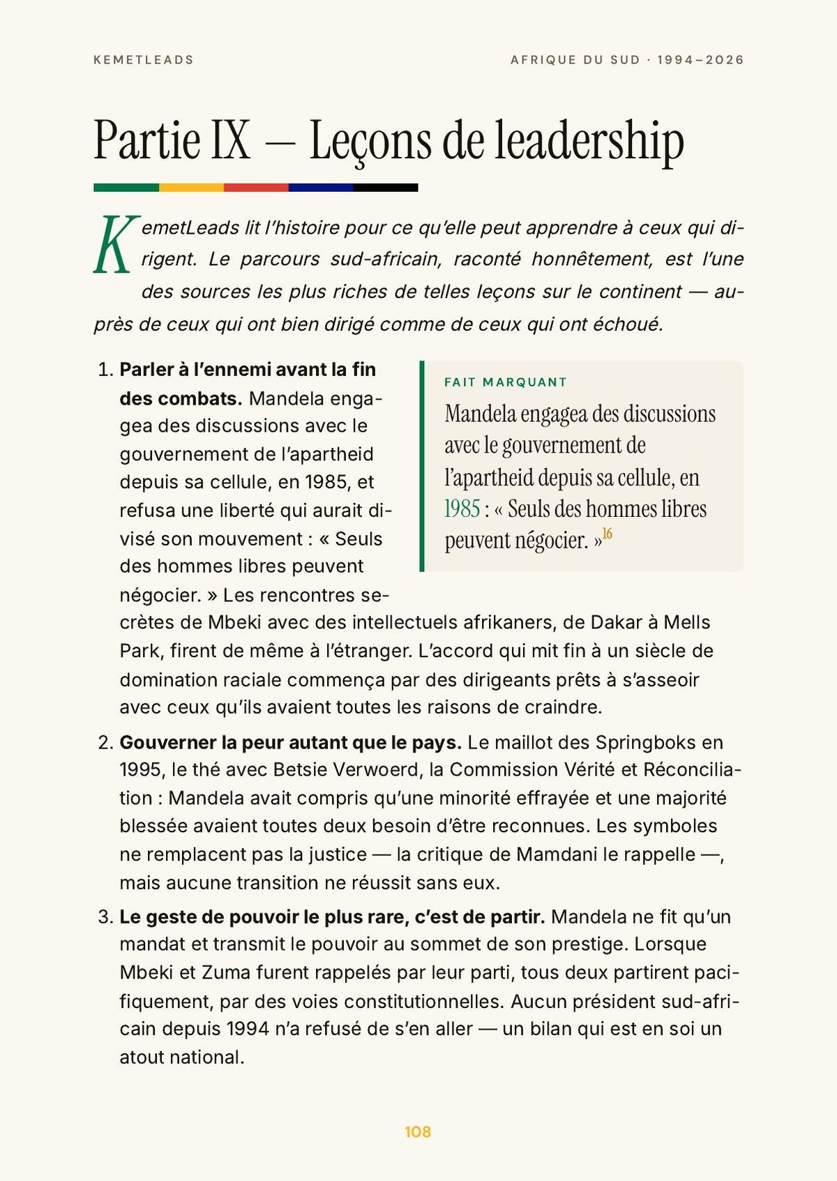 Afrique du Sud — look inside: Leçons de leadership