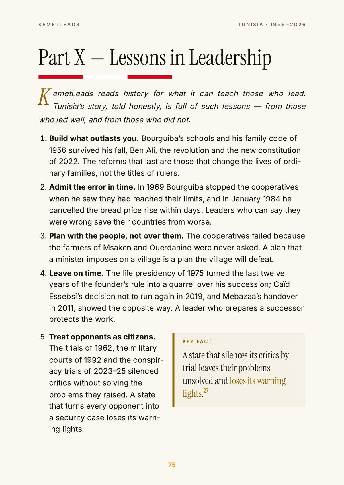 Tunisia — look inside: Lessons in Leadership