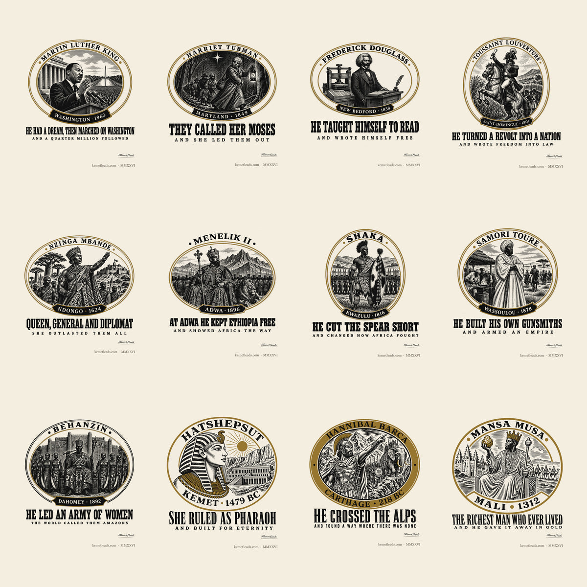 The twelve KemetLeads medallion posters
