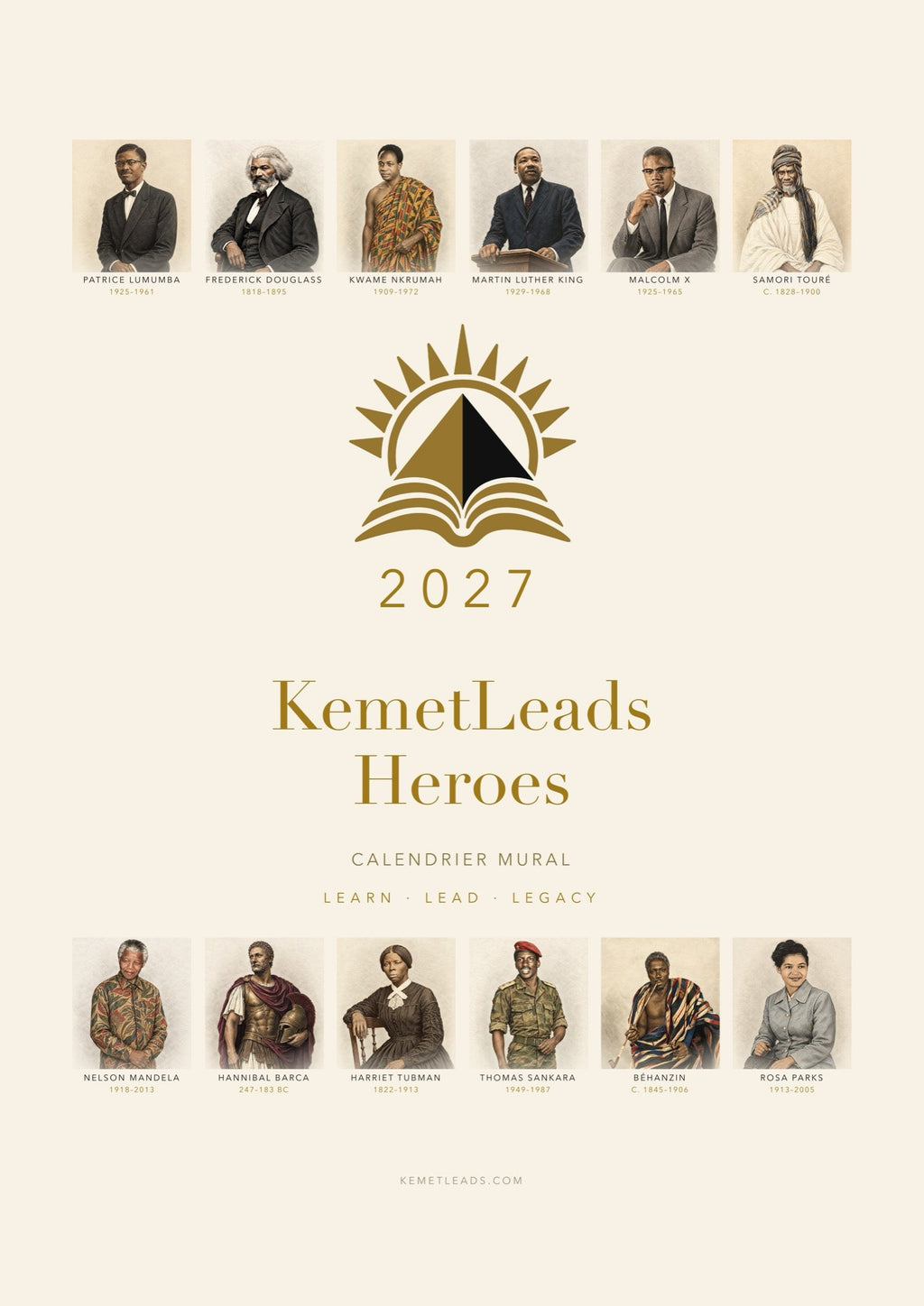 Couverture du calendrier KemetLeads Heroes 2027