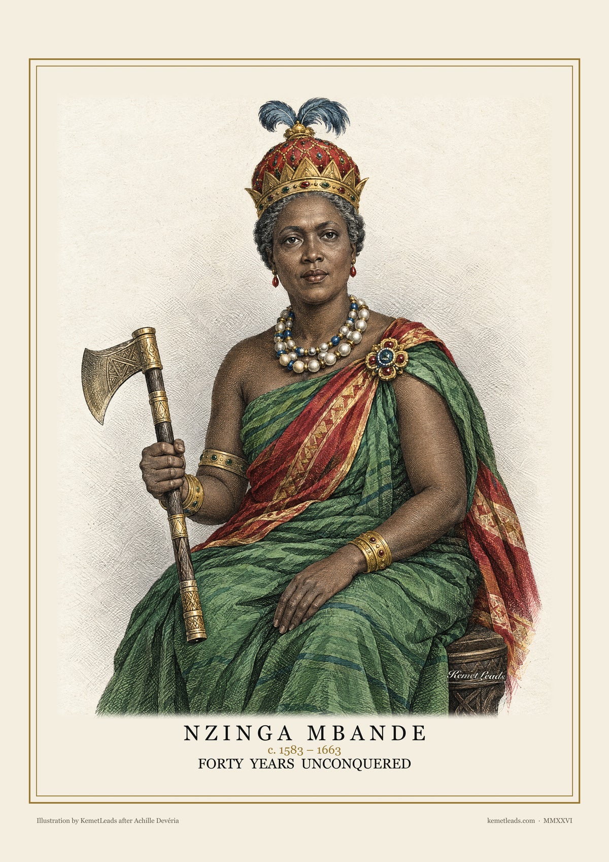 Nzinga Mbande engraved poster